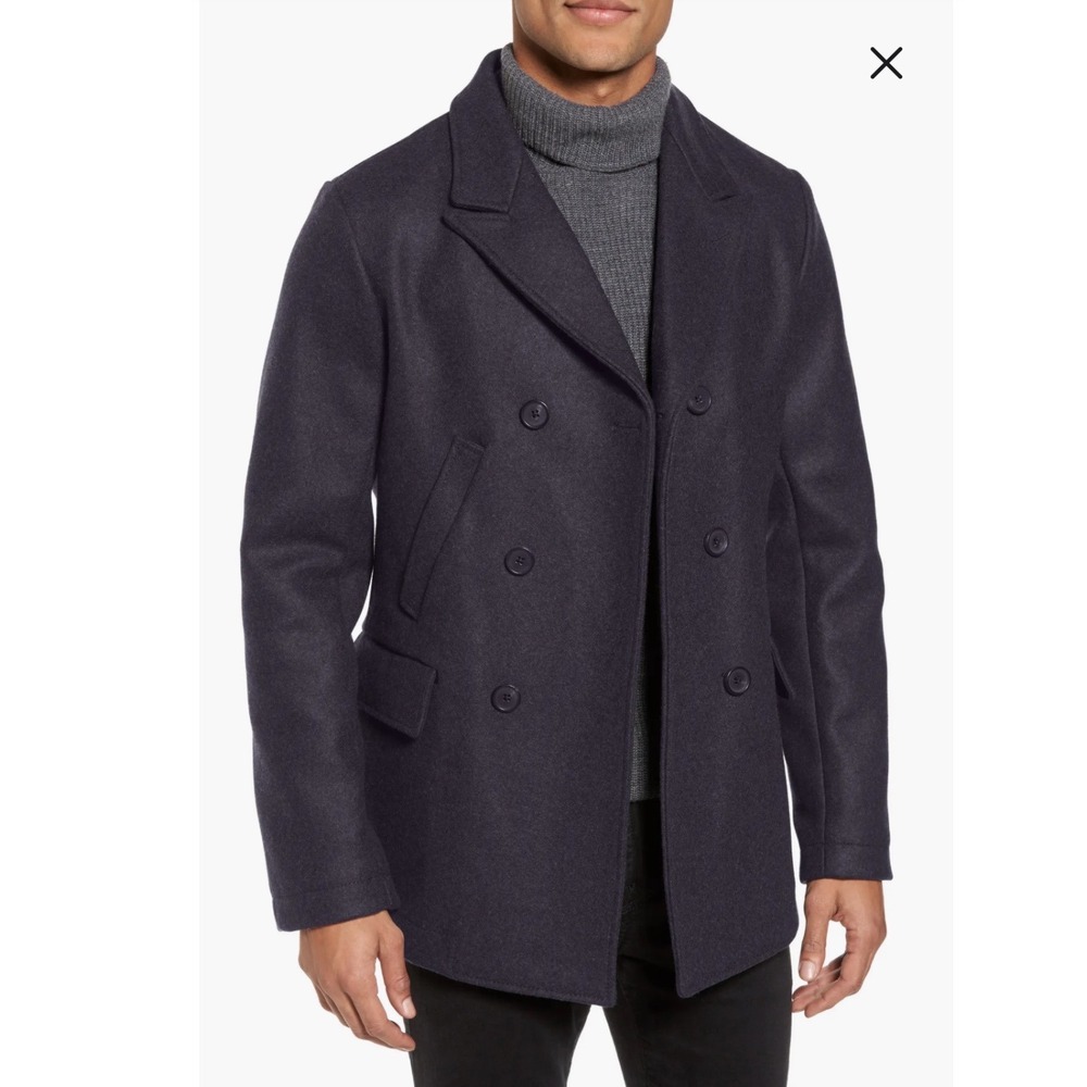Billy Reid Bond Peacoat Mens XS Charcoal Grey Wool Double Breasted‎ Italy Made